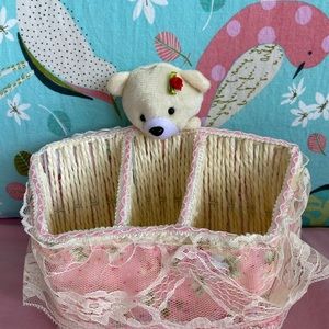 Wicker weave storage basket hand made